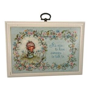 Vtg. Hallmark Plaque Religious Baby Nursery Decor Prayer Floral Wall Hanging